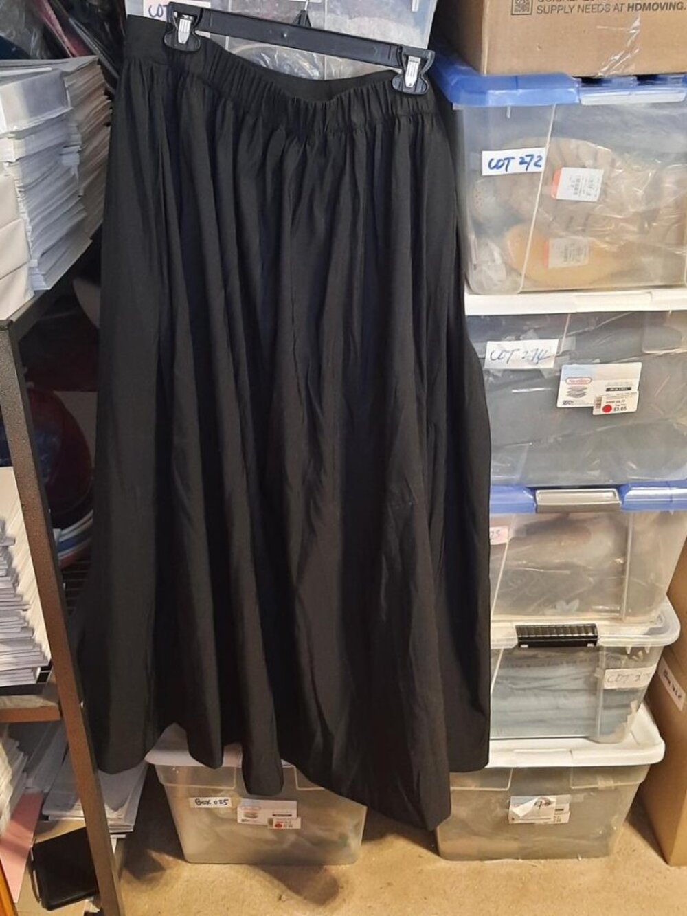 NEW! A NEW DAY Women Pleated A-Line Black Maxi Skirt Elastic Waist Line Sz XL